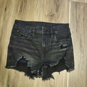 American Eagle Black High-Rise Shortie Shorts Size 2